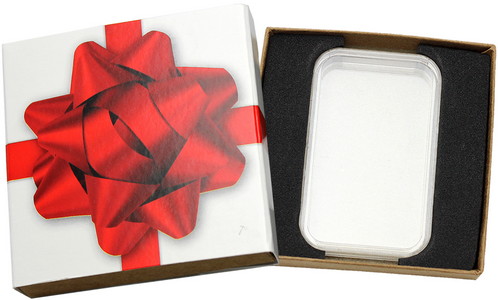 SilverTowne Natural Kraft Paper Gift Box with Red Bow Box Sleeve
